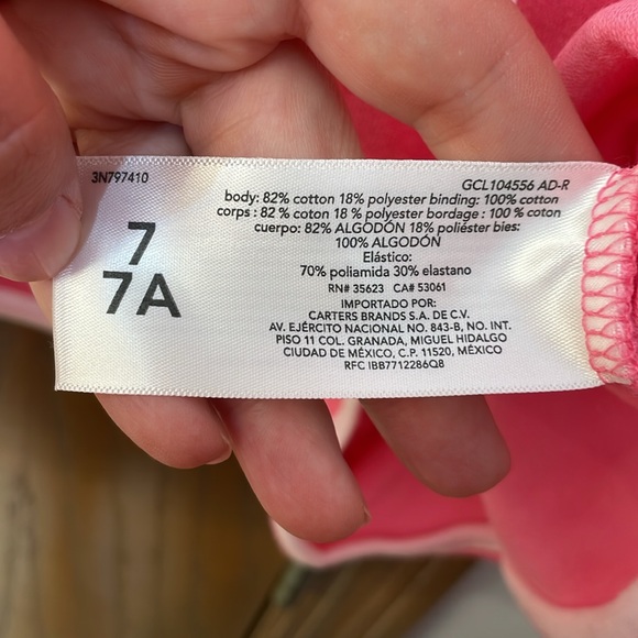 CARTERS NWT Girls Size 7 Pink Terry Romper Swim Cover up drawstring white trim - Picture 8 of 9